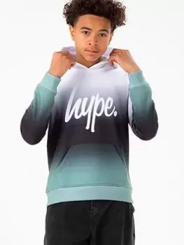 image of Hype Boys White Khaki Black Fade Script Hoodie, White/Black, Size 5-6 Years