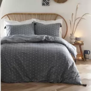 Image of Trenton Spot 180 Thread Count 100% Cotton Percale Duvet Cover Set, Ink Blue, Double - Appletree