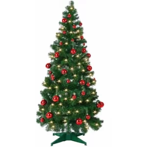 Image of Christmas Tree Artificial Green White LED 140-180cm Xmas Decoration PVC Stand Included Pre-Lit Pop-Up 180cm