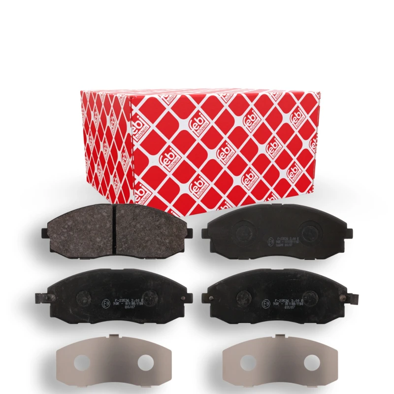 Image of FEBI BILSTEIN 16680 Brake pad set Front Axle, with acoustic wear warning, with anti-squeak plate Brake Pad Set,disc brake (402)