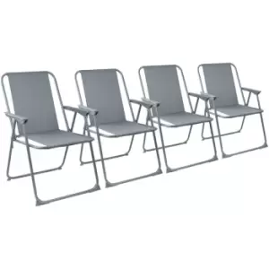 image of Harbour Housewares - Folding Metal Beach Chairs - Grey - Pack of 4