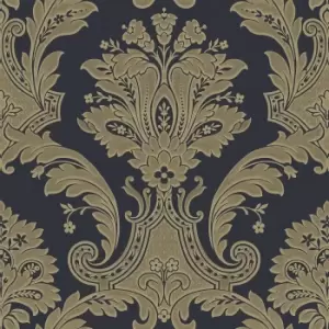 Belgravia Decor Amara Damask Navy Textured Wallpaper