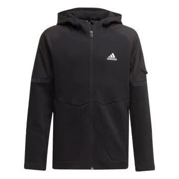 Image of adidas Designed for Gameday Full-Zip Hoodie Kids - Black / White