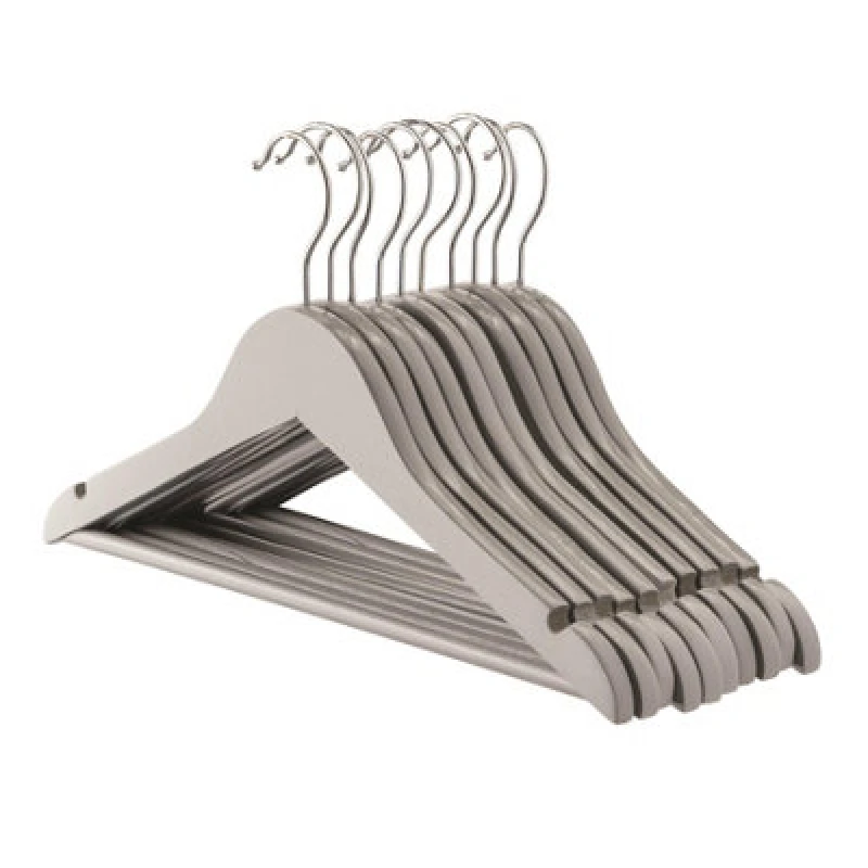 Image of Harbour Housewares Wooden Children's Hangers - Grey - Pack Of 10 - Strong Kids Clothes Coat Wooden Hanger