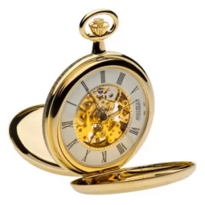 Image of Jean Pierre Gold-Plated Double Hunter Skeleton Pocket Watch