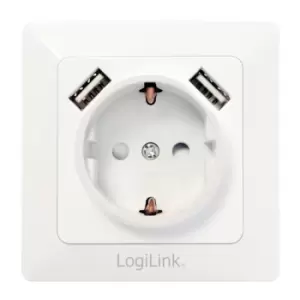 image of LogiLink PA0162 socket-outlet 2 x USB + CEE 7/3 White