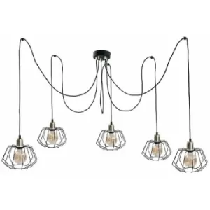 Keter Luna Cluster Pendant Ceiling Light Gold, 5x E27