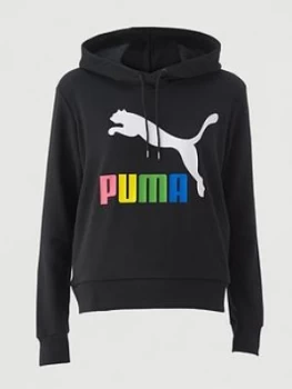 Puma Classics Logo Hoodie - Black , Multi, Size XS, Women