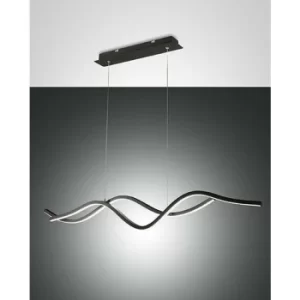 Image of Fabas Luce Sinuo LED Integrated Pendant Ceiling Light Light Black Glass