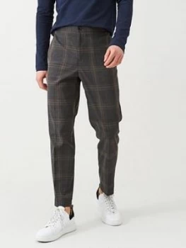 Image of Selected Homme Checked Elasticated Waistband Trousers - Grey