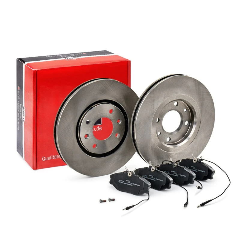 Image of MAPCO 47354 Brake disc and pads set Front Axle, Brake Disc Type: Vented, incl. wear warning contact Brake Set,disc brakes (3405)