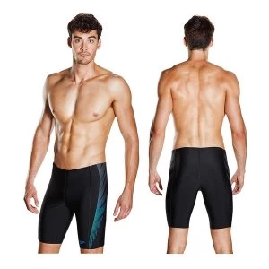 Image of Speedo Placement Panel Jammer Shorts Black/Grey/Blue 30"