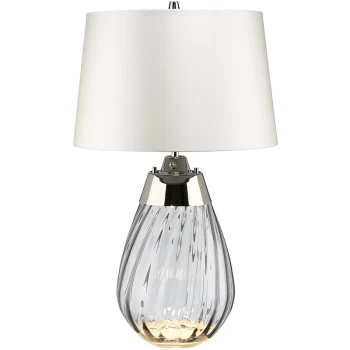 Image of Elstead Lena 2 Light Small Smoke Table Lamp with Off-white Shade, Smoke-tinted Glass , Off-White Shade, E27