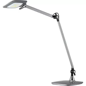 image of Hansa E-MOTION LED desk lamp, sensor switch, dimmable, rotating head, double arm, silver