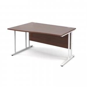 image of Maestro 25 WL Left Hand Wave Desk 1400mm - White Cantilever Frame wal