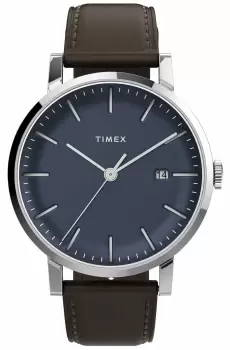 Image of Timex TW2V36500 Midtown Blue Dial Brown Leather Strap Watch