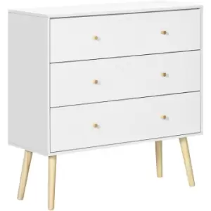 image of Chest of Drawers, 3 Drawer Unit Storage Cabinet Bedroom Living Room - White - Homcom