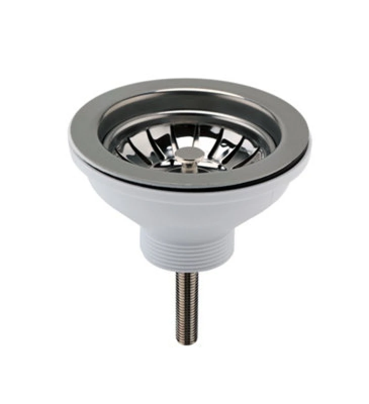 Image of Balterley Fireclay Kitchen Sink Basket Strainer Waste Brushed Pewter 90mm Silver
