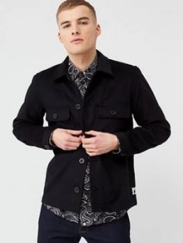 Image of Pretty Green Onerous Wool Overshirt - Black, Size S, Men