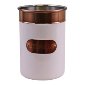 Image of Kitchen Utensils Holder Copper & White Metal Design