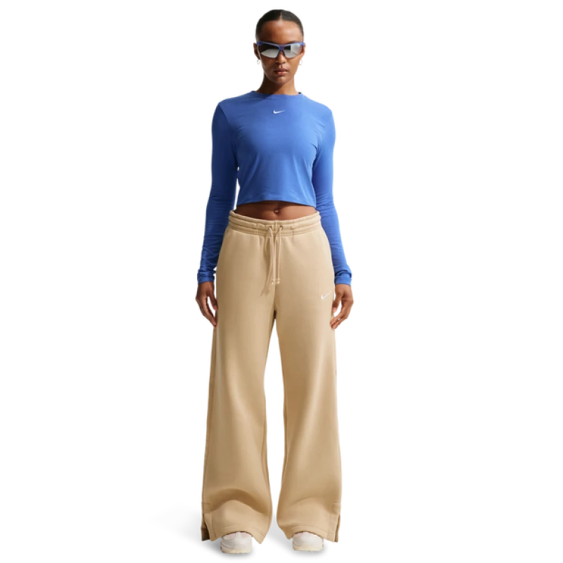 Image of Nike Sportswear Phoenix Fleece Womens High-Waisted Wide-Leg Sweatpants - Beige Female 16