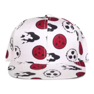 Image of Naruto Shippuden Symbols Pattern All-Over Print Snapback Baseball Cap, White/Black (Sb776541Nrs)