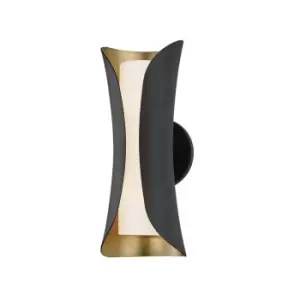 image of Josie 2 Light Wall Sconce Gold, Black, Glass