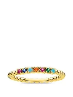 Image of Thomas Sabo Gold Plated Sterling Silver and Multi Cubic Zirconia Stacking Ring, One Colour, Size L, Women