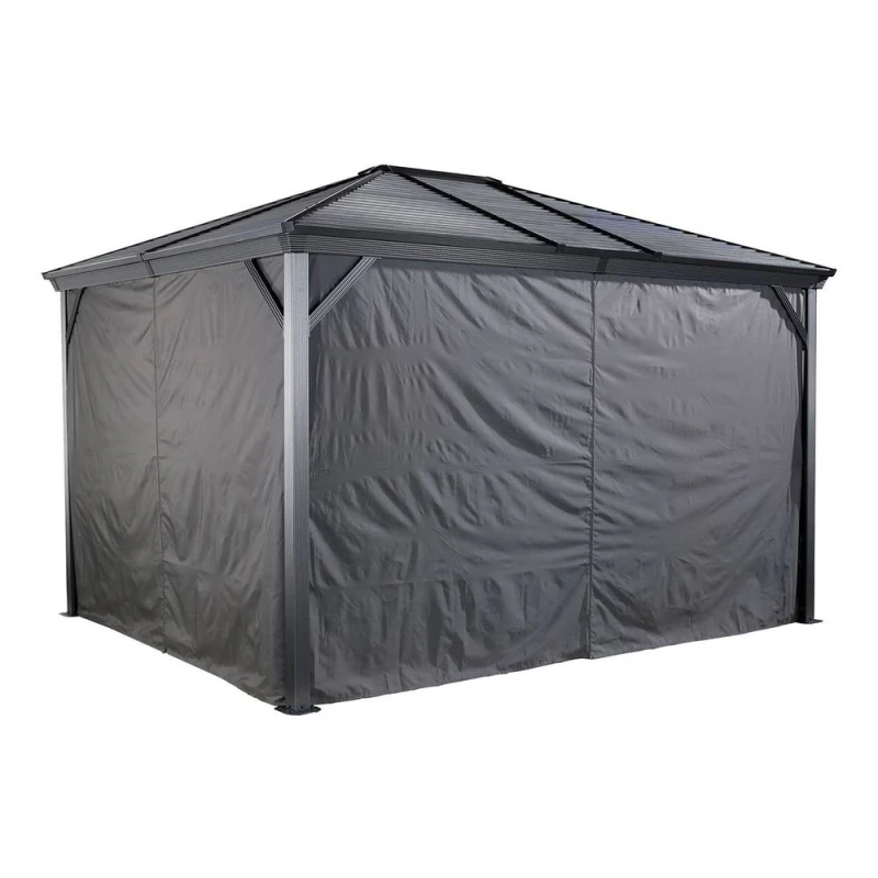 Image of Rowlinsons Curtains for Sojag Ventura / Ventura II Gazebo 3m x 3m - Polyester in Grey Grey Unisex