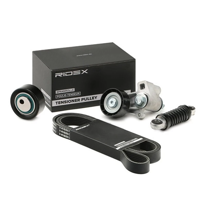 Image of RIDEX 542R0065 V-ribbed belt set with tensioner pulley damper V-Ribbed Belt Set (542)