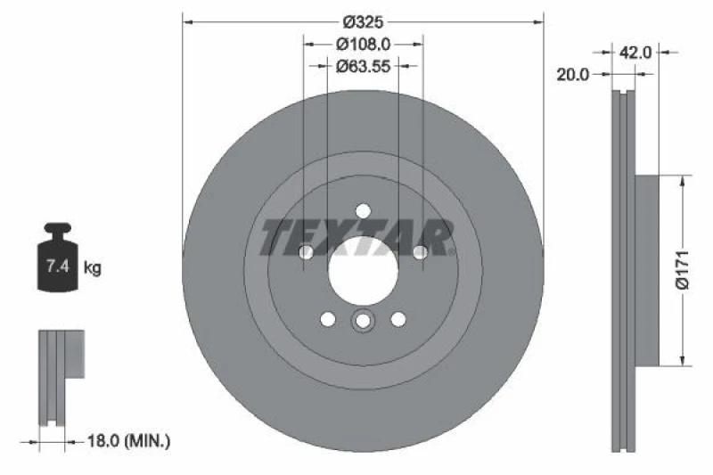 Image of Brake disc TEXTAR 92318105