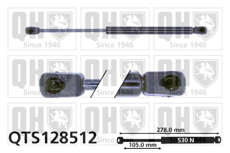 Image of QUINTON HAZELL Tailgate strut QUINTON HAZELL QTS128512