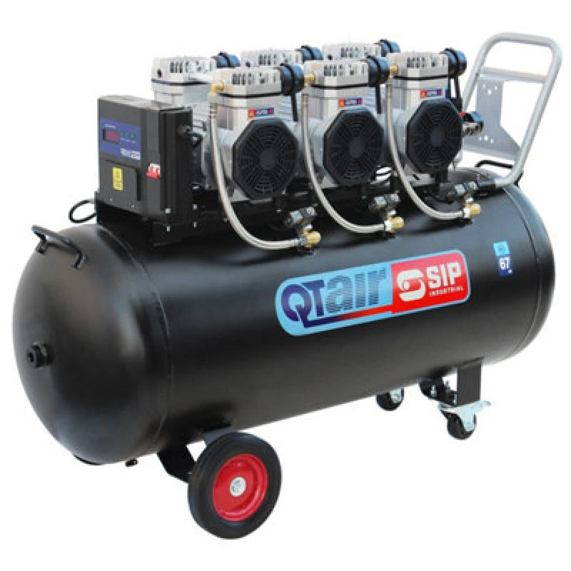 Image of Sip Qt Air Dd 4.5Hp 200 Litre Ultra Low Noise Oil-Free Direct Drive Compressor - L126 X W47 X H87cm - Black