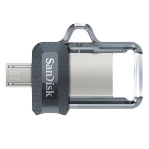 Image of SanDisk Ultra Dual USB m 256GB, USB 3.0, 150 MB/S, Black/Clear