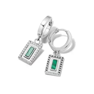 Image of Daisy London 925 Sterling Silver Malachite Ridge Palm Drop Earrings Sterling Silver