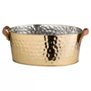 image of Brass Large Leather Handled Champagne Cooler