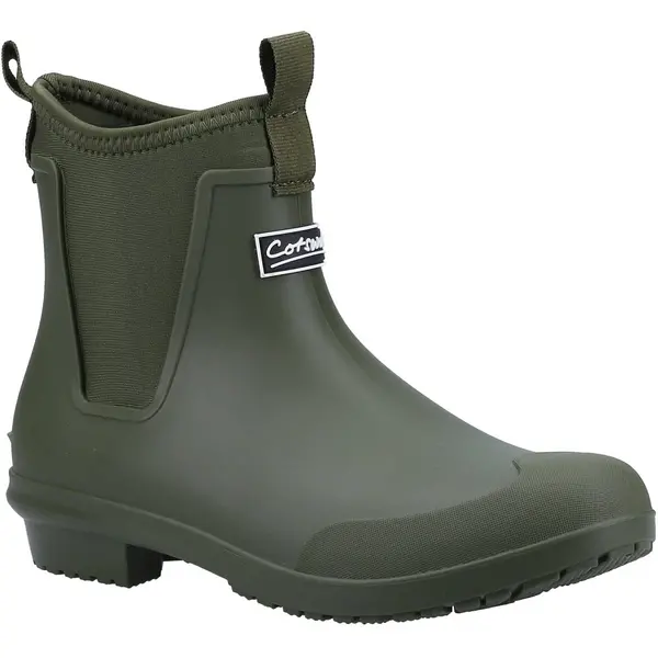 Cotswold Womens Grosvenor Short Neoprene Wellies Chelsea Ankle Boots - UK 4 Green female GDE2711GRN4