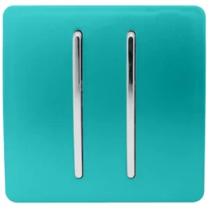 Image of Trendi Switch 2 Gang 2 Way 10Amp Light Switch in Bright Teal