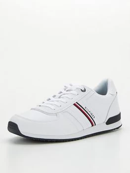 Image of Tommy Hilfiger Iconic Leather Runner Stripes Trainers - White, Size 41, Men