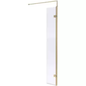 Nuie Wet Room Return Panel 1850mm High x 300mm Wide 8mm Glass - Brushed Brass