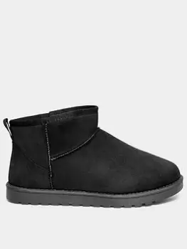 Image of Yours Extra Wide Fit Mini Fur Boot Black Micro, Black, Size 5Eee, Women