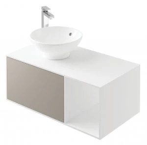 Image of Wickes Eli White Matt and Stone Grey Wall Hung Wall Unit - 900 mm