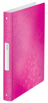 image of Leitz WOW 4-O Ringbinder A4 PP 25mm Pink Metallic PK10