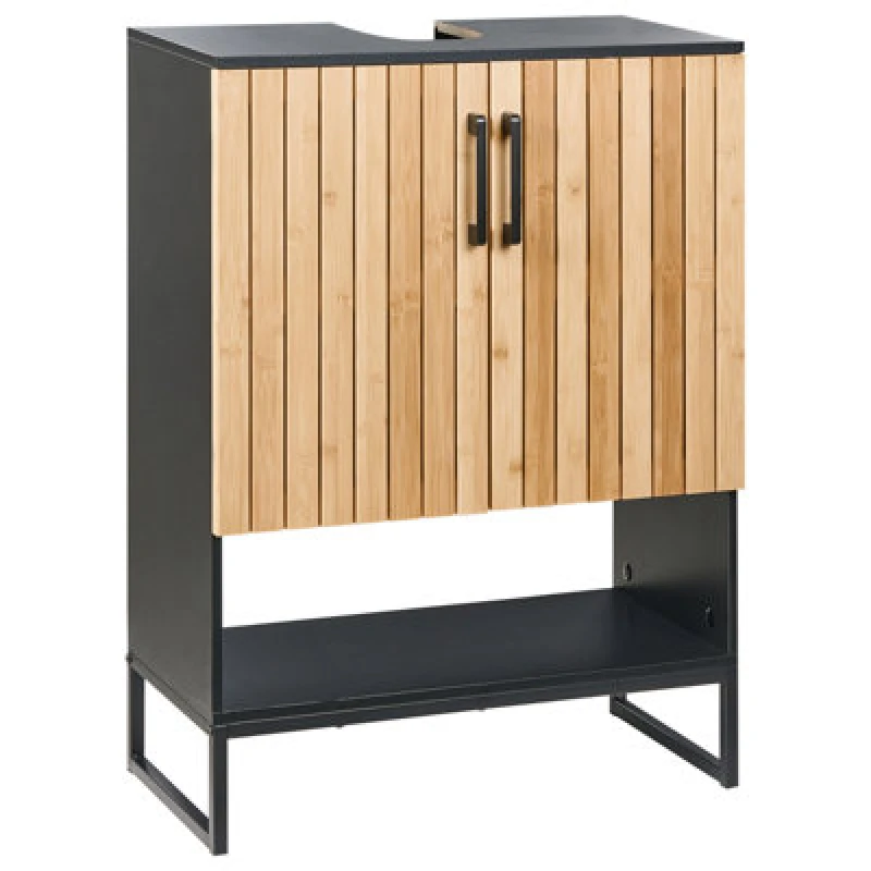 Image of Beliani Vanity Unit Miscanti Bamboo Wood 60 Cm Light Brown
