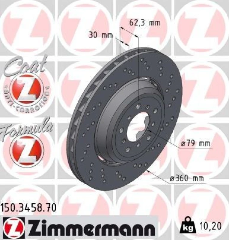 Image of ZIMMERMANN Brake disc ZIMMERMANN 150.3458.70