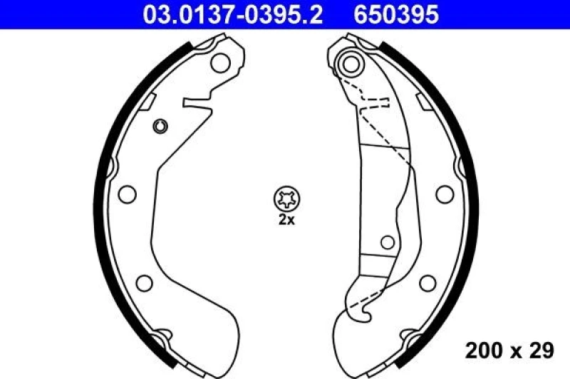 Image of ATE 03.0137-0395.2 Brake Shoes with lever Brake Shoe Set (70)