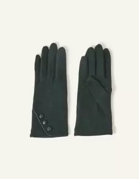 Image of Accessorize Touch Screen Button Gloves in Wool Blend Green, Size: One Size