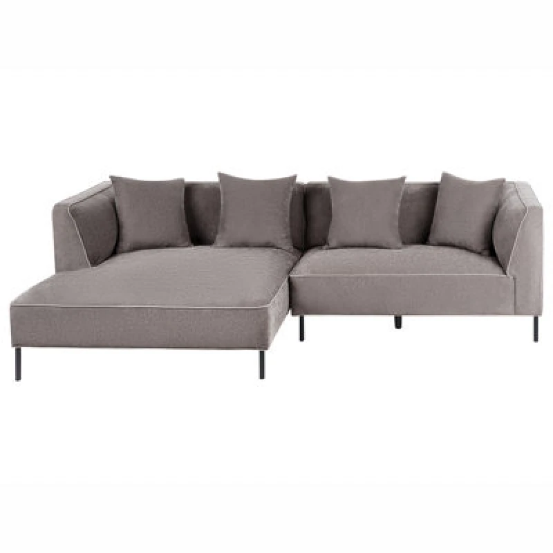 Image of Beliani Corner Sofa 3 Seater Sater Chenille Taupe Right Hand