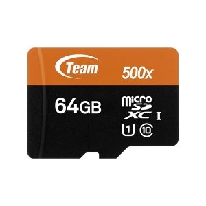 image of Team 64GB MicroSDXC Class 10 Flash Card with Adapter