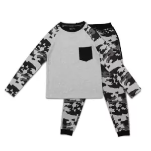 image of Firetrap Long Sleeve Pyjama Set Junior Boys - Grey